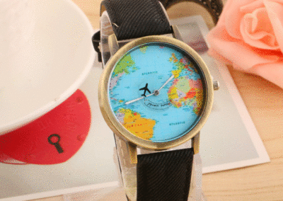 luxury brand Classic bronze aircraft map rotating men's women's watch belt quartz clock bracelet dw mk couple gifts for men