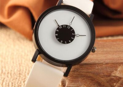 3Colors Fashion PU Leather Alloy Quartz Students Couple Watch Wristwatch